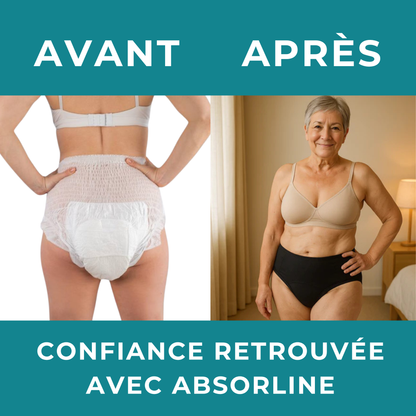Absorline™ Fini la gêne des fuites urinaires — retrouvez votre féminité.